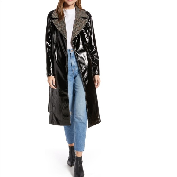 Something Navy Glossy Trench Coat - Picture 5 of 7